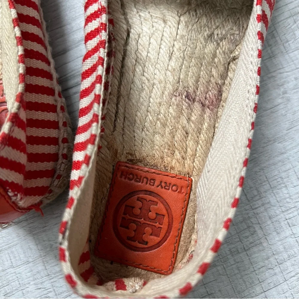 TORY BURCH Flams Red and White Espadrilles Size 11